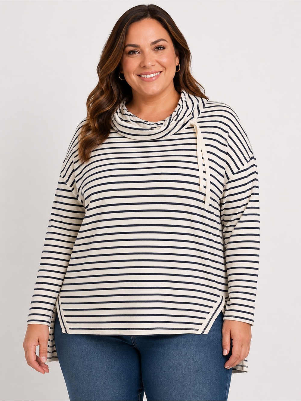 Talbots Striped Cowl Neck Sweater